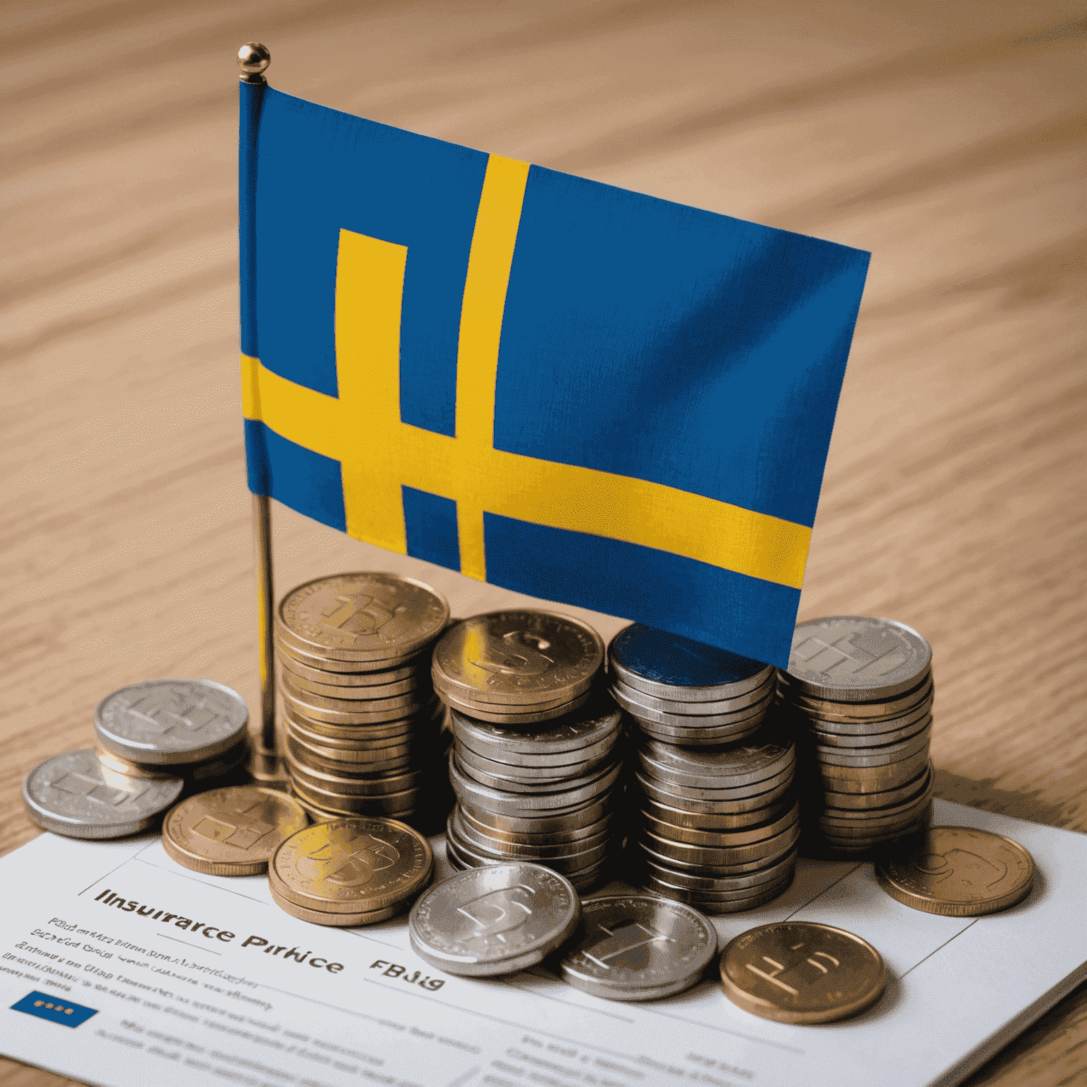 En grafisk representation av försäkringstariffering med svenska flaggan i bakgrunden